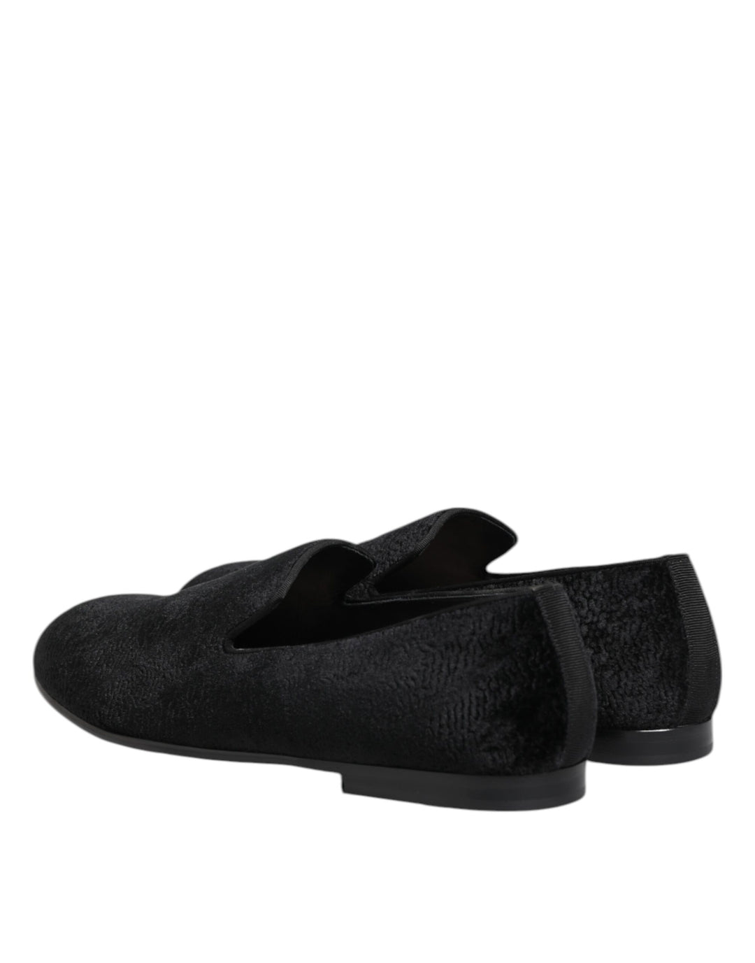 Dolce &amp; Gabbana Black Jacquard Loafers Formal Men Dress Shoes