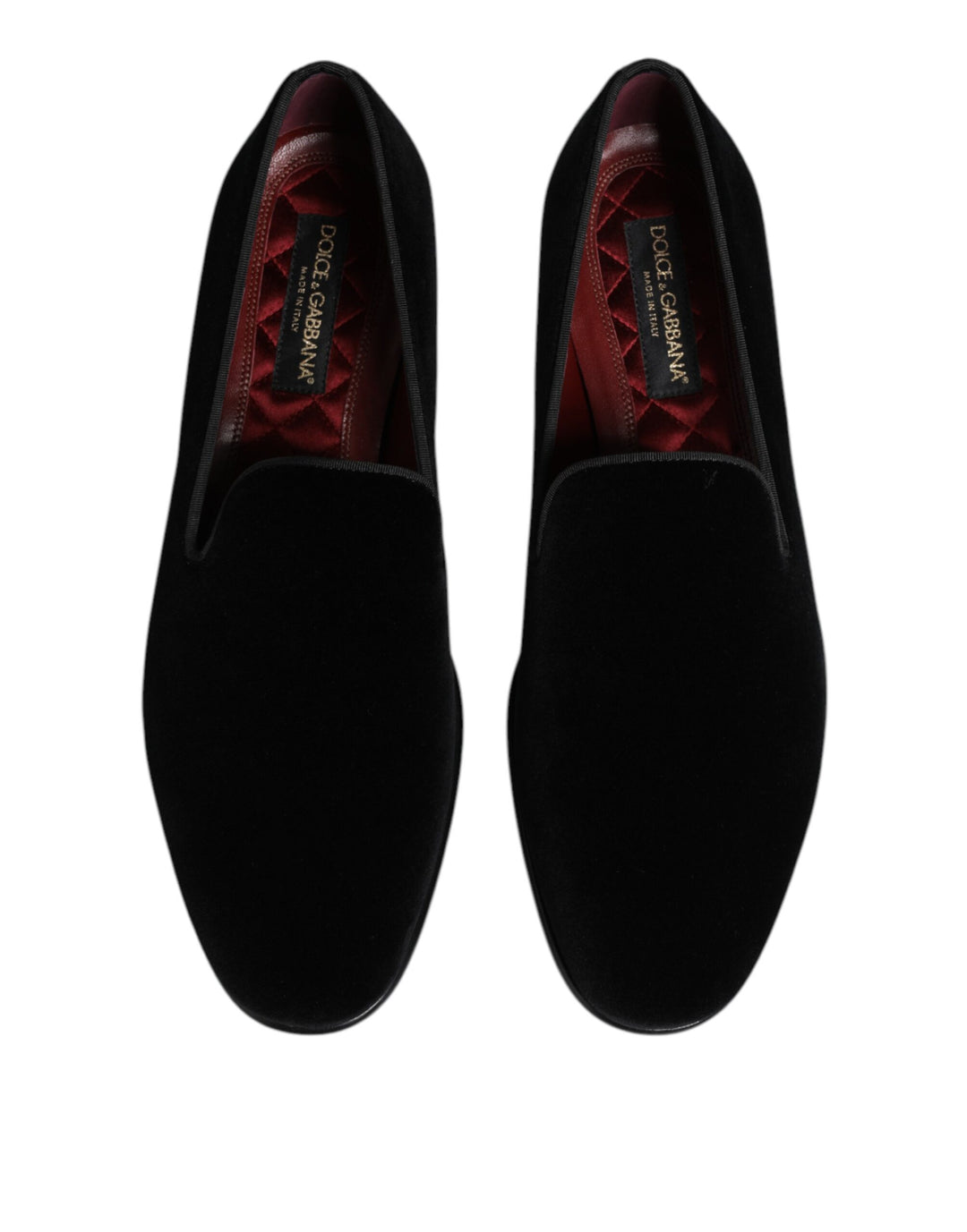 Dolce &amp; Gabbana Black Velvet Slip On Loafers Men Formal Shoes