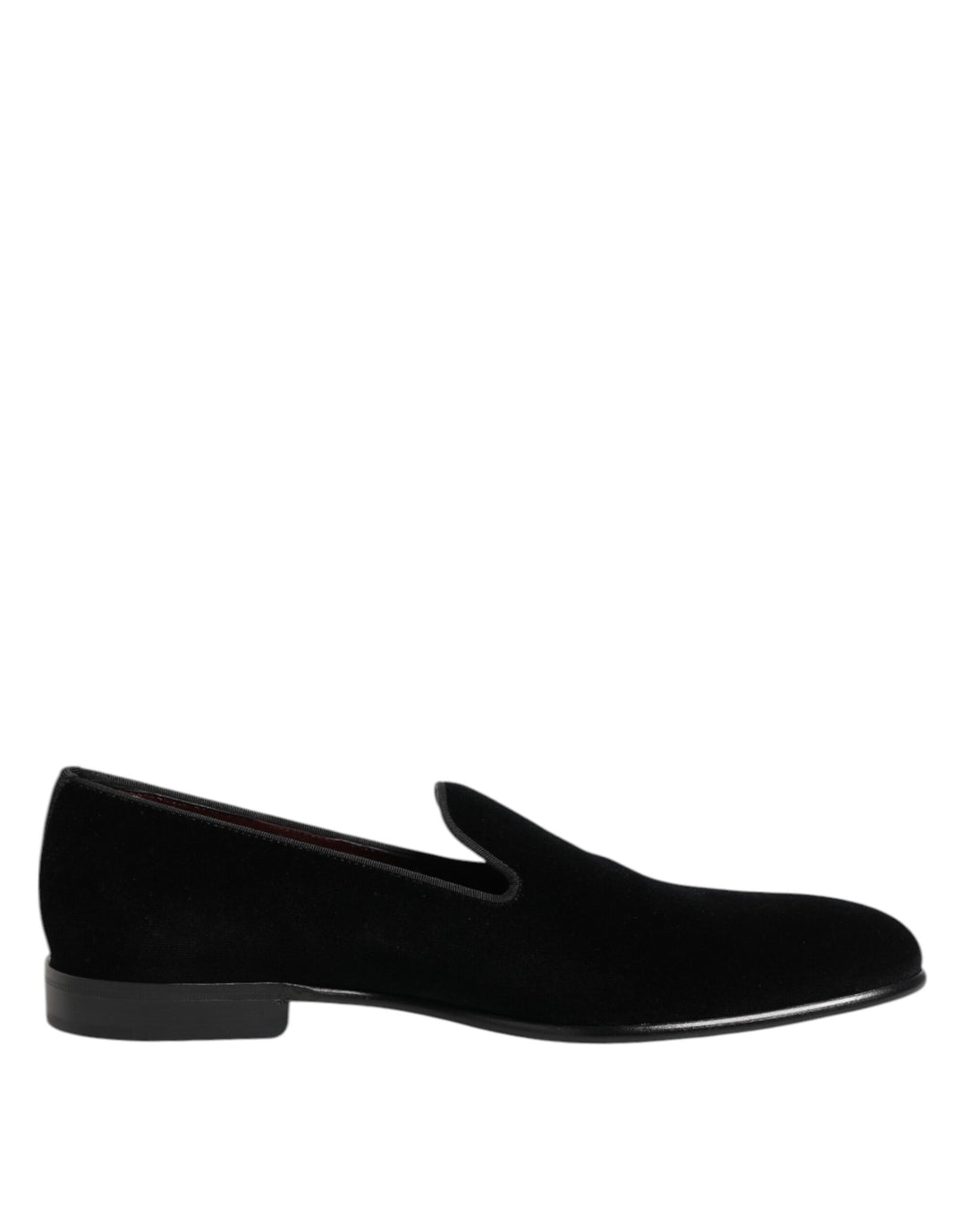 Dolce &amp; Gabbana Black Velvet Slip On Loafers Men Formal Shoes
