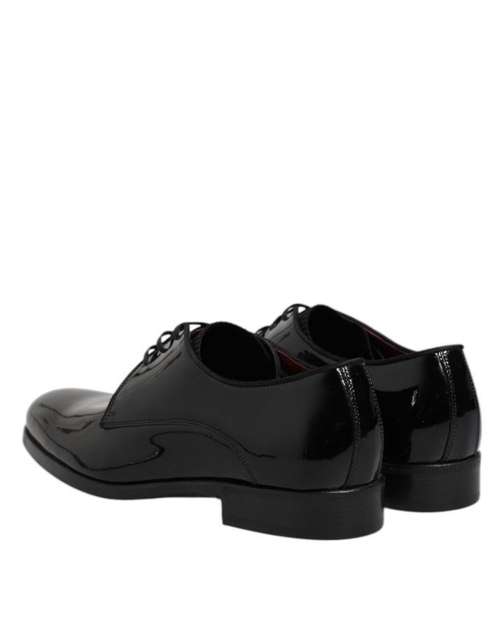 Dolce &amp; Gabbana Black Leather Lace Up Men Derby Formal Shoes