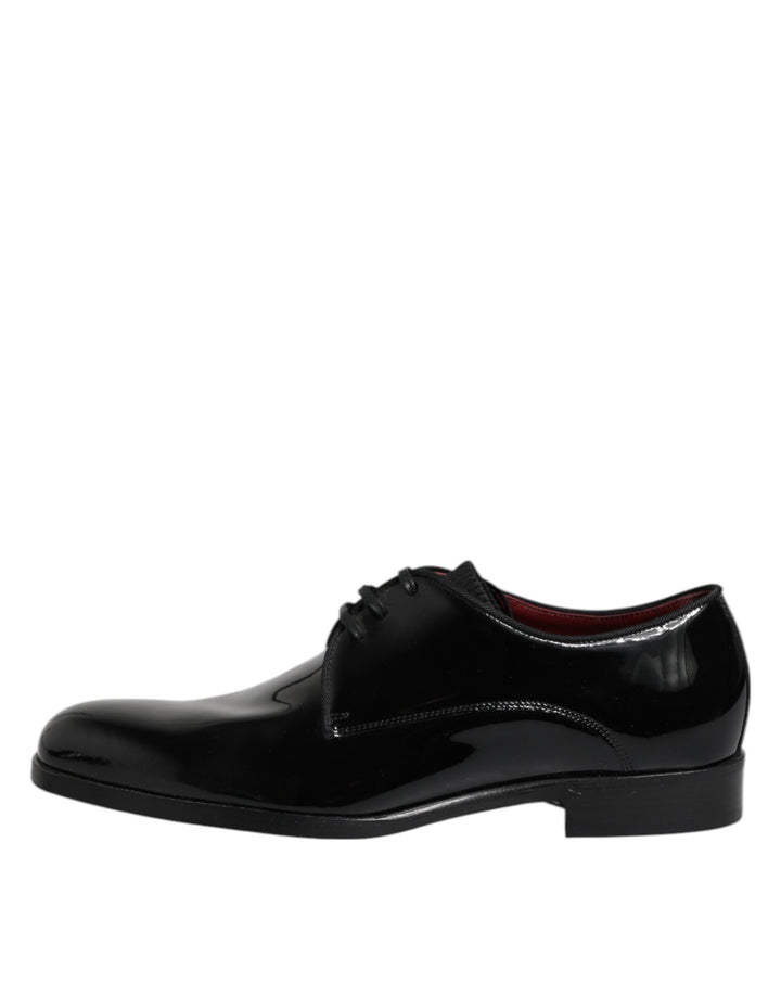 Dolce &amp; Gabbana Black Leather Lace Up Men Derby Formal Shoes