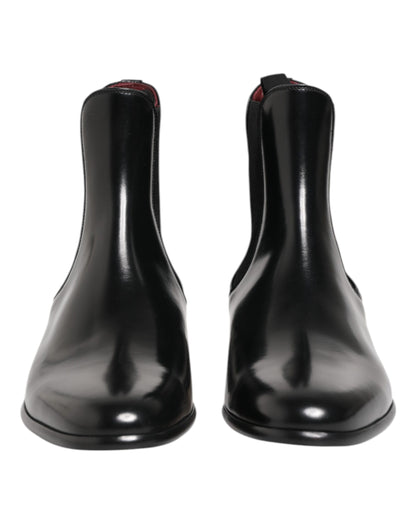 Dolce & Gabbana Black Chelsea Slip On Mid Calf Boots Shoes