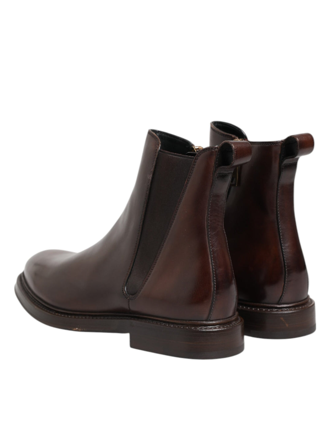 Dolce &amp; Gabbana Brown Chelsea Leather Mid Calf Boots Shoes