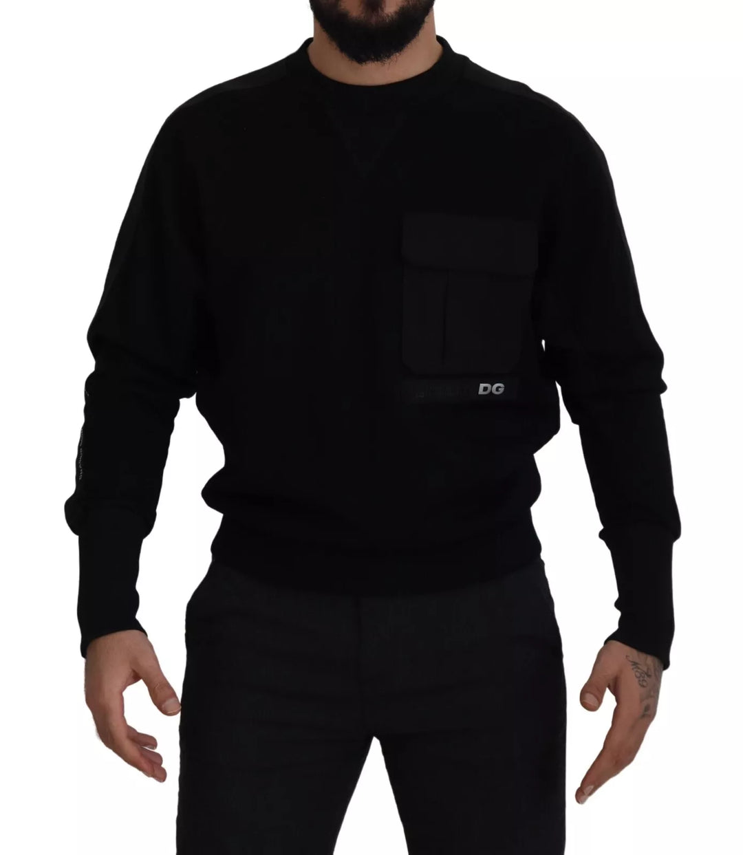 Dolce &amp; Gabbana Black Cotton Crewneck Sweatshirt Sweater