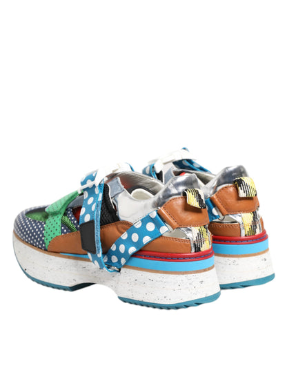 Dolce & Gabbana Multicolor Leather Low Top Sneakers Shoes