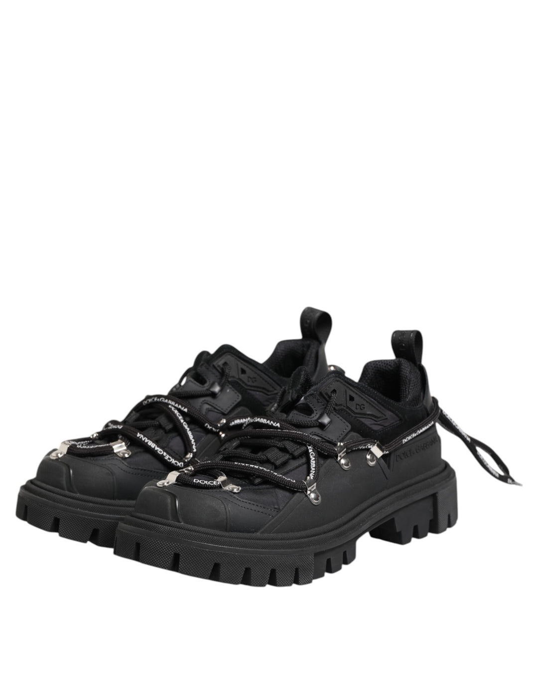 Dolce &amp; Gabbana Black Low Top Lace Up Trekking Sneakers Shoes