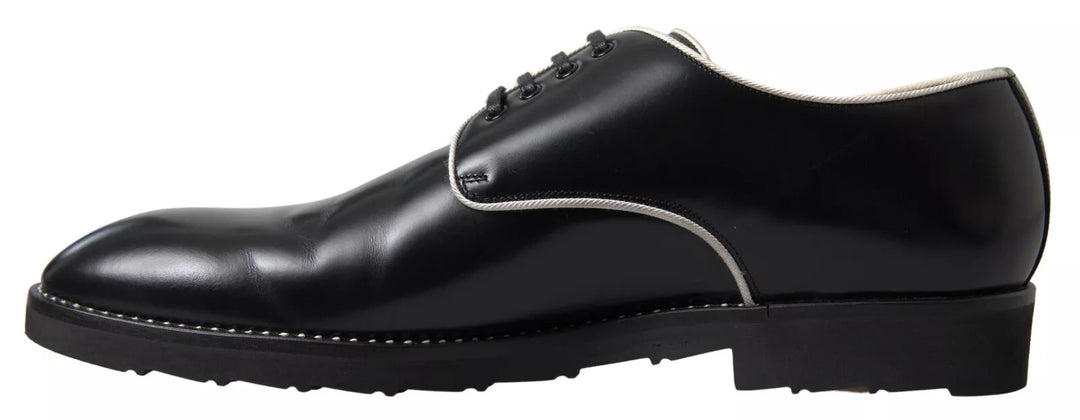 Dolce &amp; Gabbana Black White Leather Formal Dress Shoes