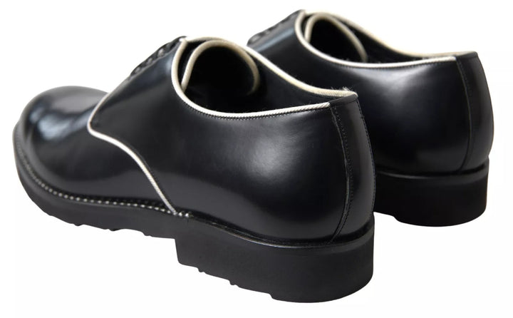 Dolce &amp; Gabbana Black White Leather Formal Dress Shoes