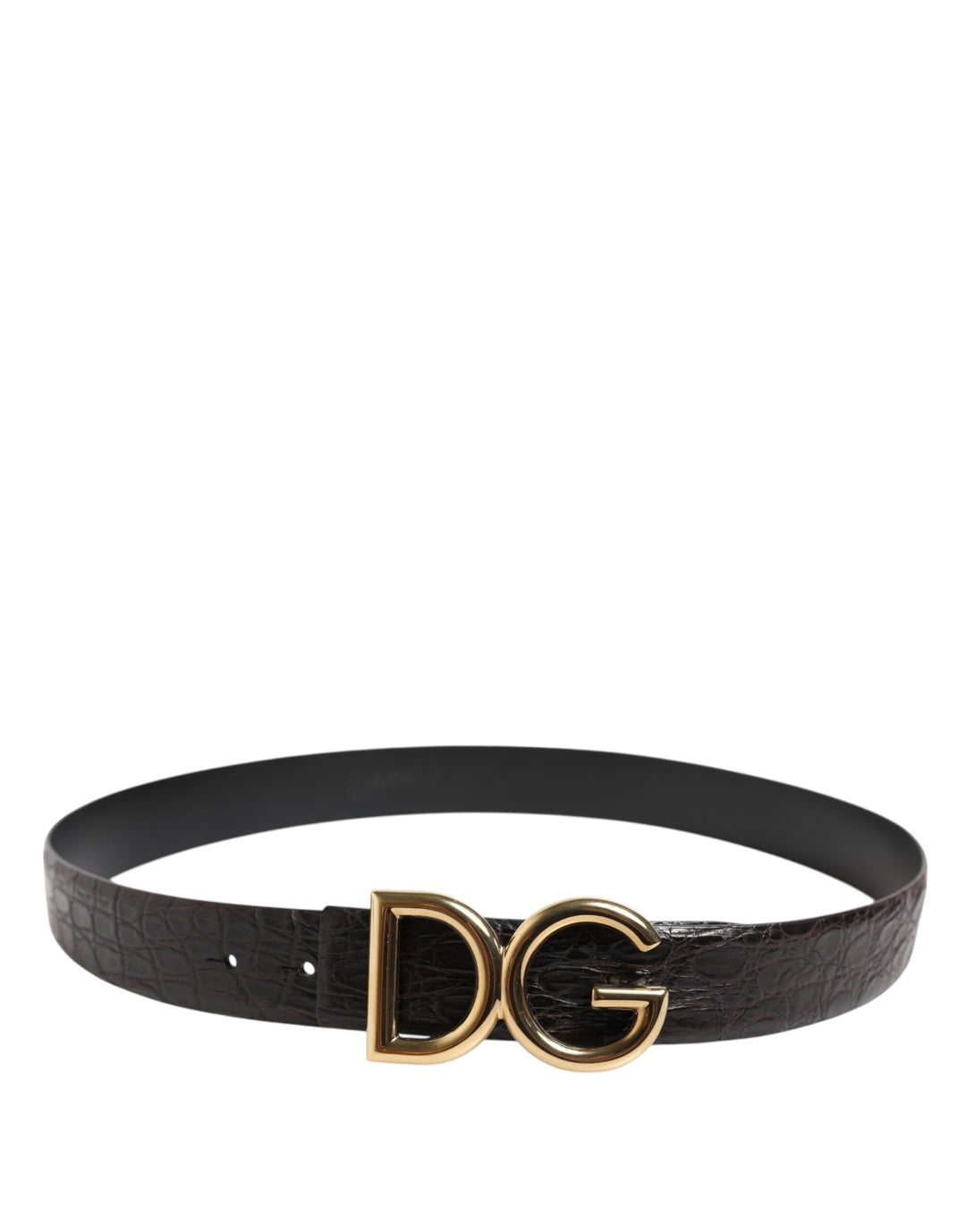 Dolce &amp; Gabbana Black Exotic Leather DG Logo Buckle Belt
