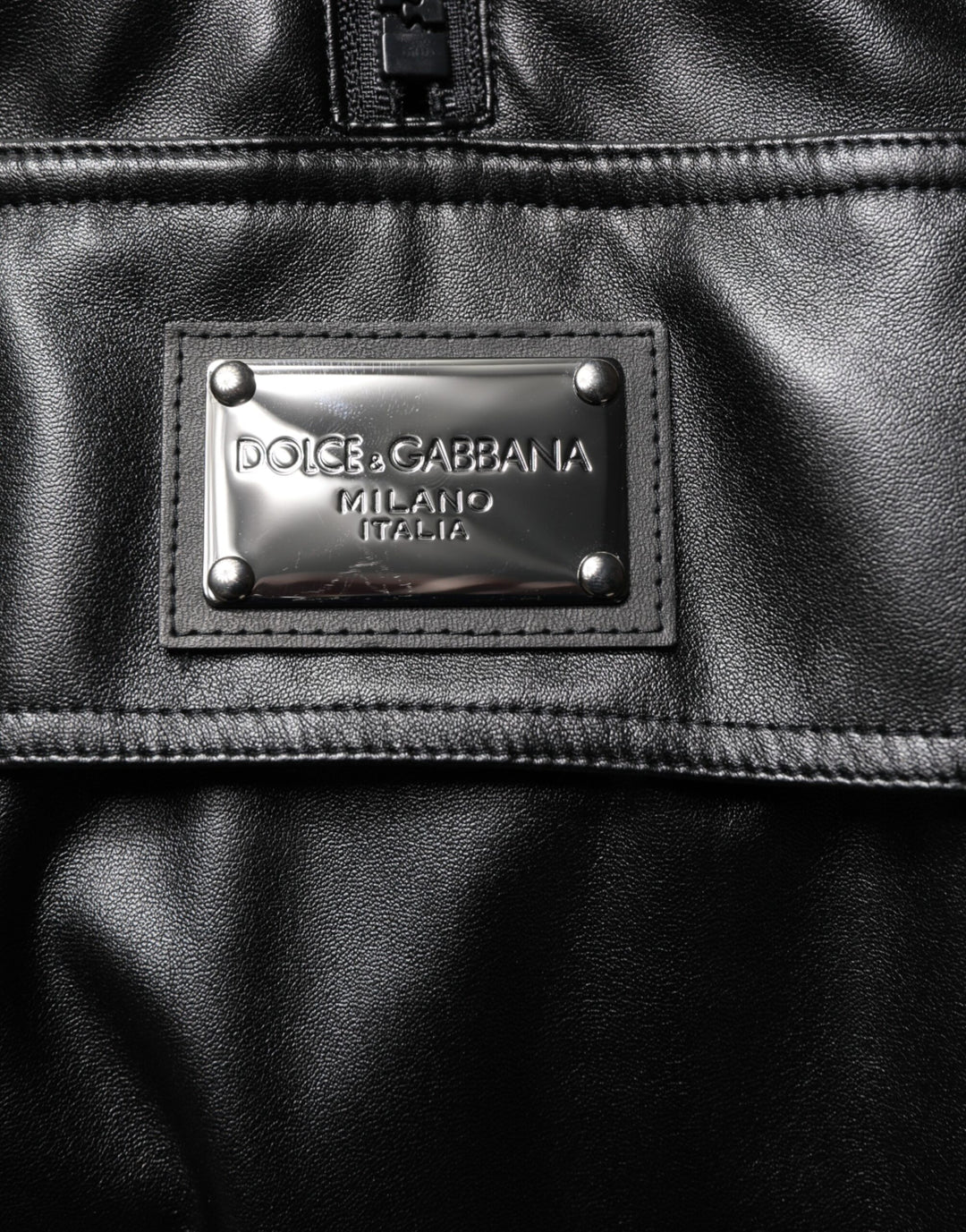 Dolce &amp; Gabbana Black Polyester Logo Plaque Bomber Jacket
