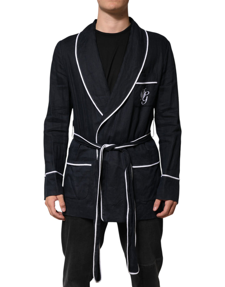 Dolce &amp; Gabbana Dark Blue DG Embroidery Jacket Robe Blazer