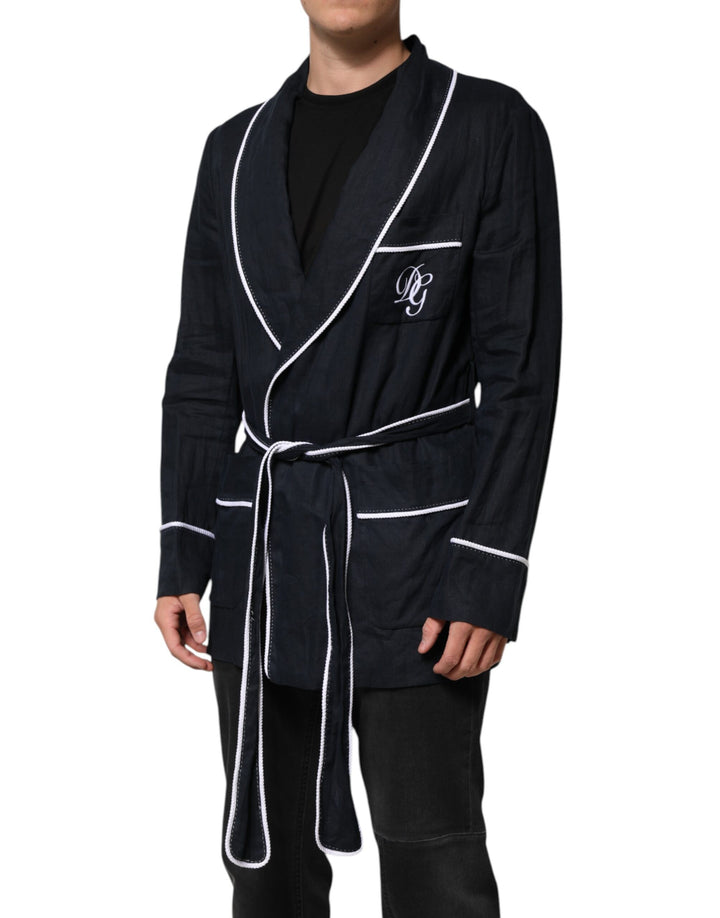 Dolce &amp; Gabbana Dark Blue DG Embroidery Jacket Robe Blazer