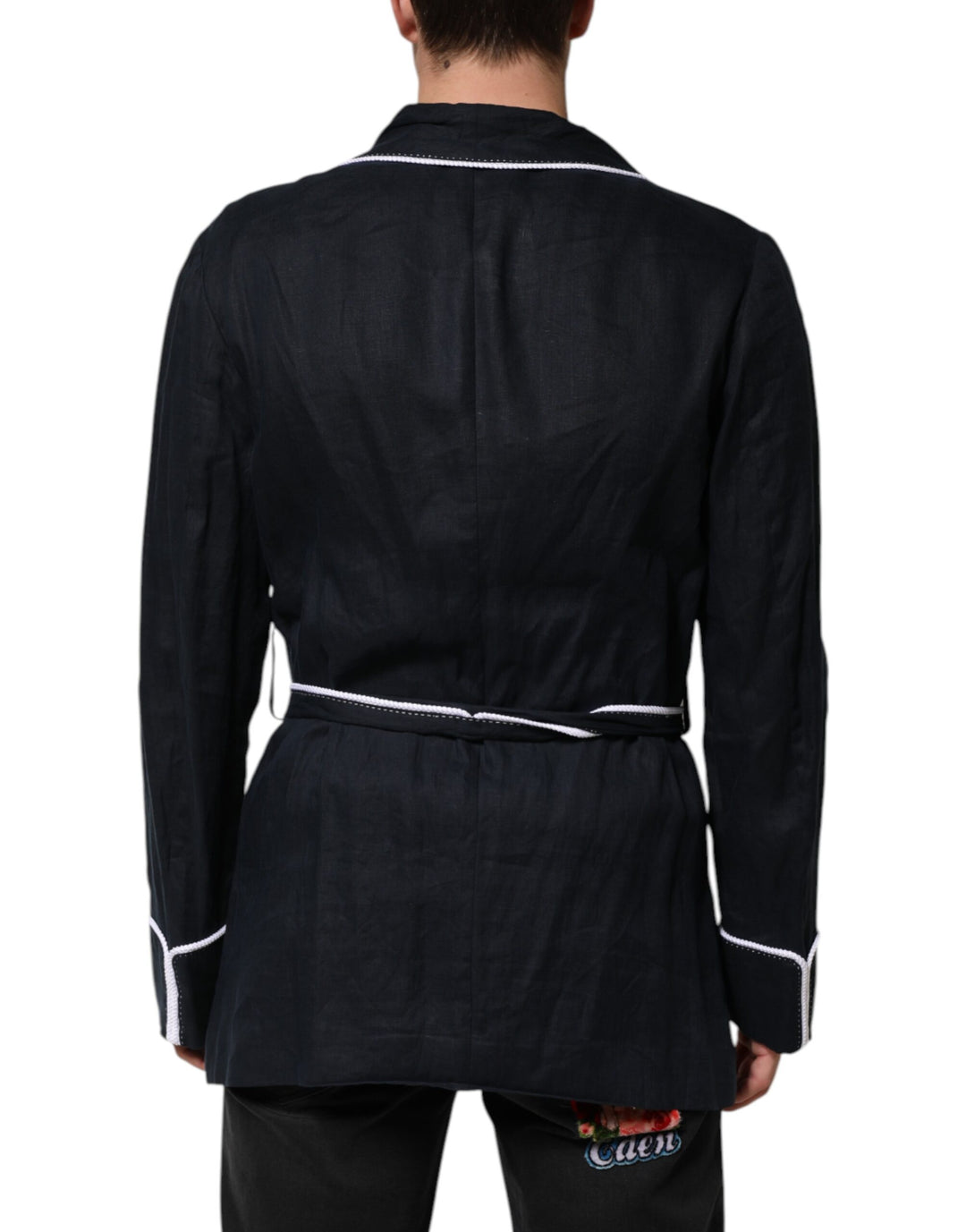 Dolce &amp; Gabbana Dark Blue DG Embroidery Jacket Robe Blazer