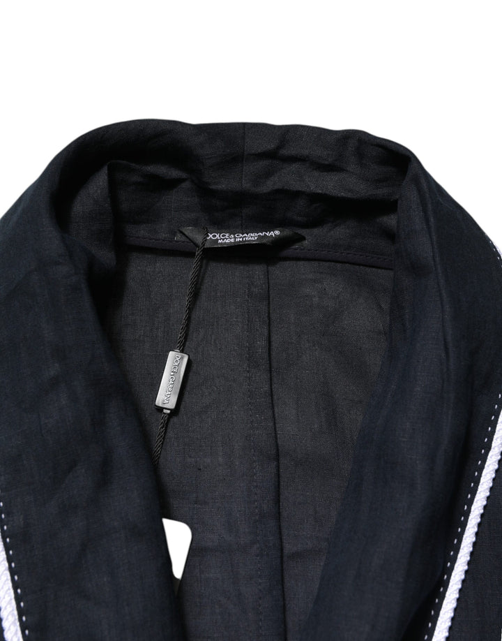 Dolce &amp; Gabbana Dark Blue DG Embroidery Jacket Robe Blazer
