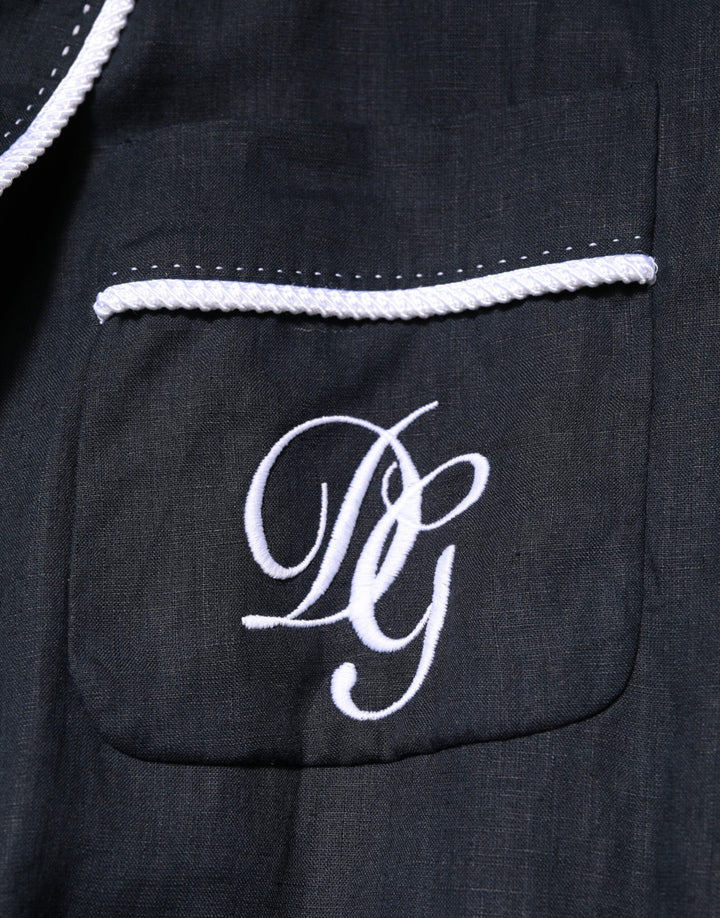 Dolce &amp; Gabbana Dark Blue DG Embroidery Jacket Robe Blazer