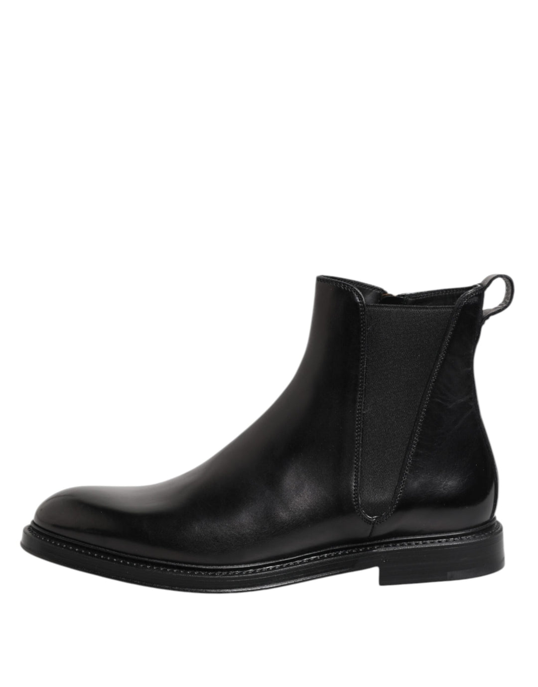 Dolce &amp; Gabbana Black Chelsea Leather Mid Calf Boots Shoes