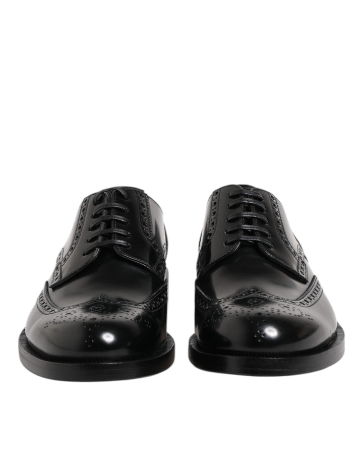 Dolce &amp; Gabbana Black Leather Derby Wingtip Formal Shoes