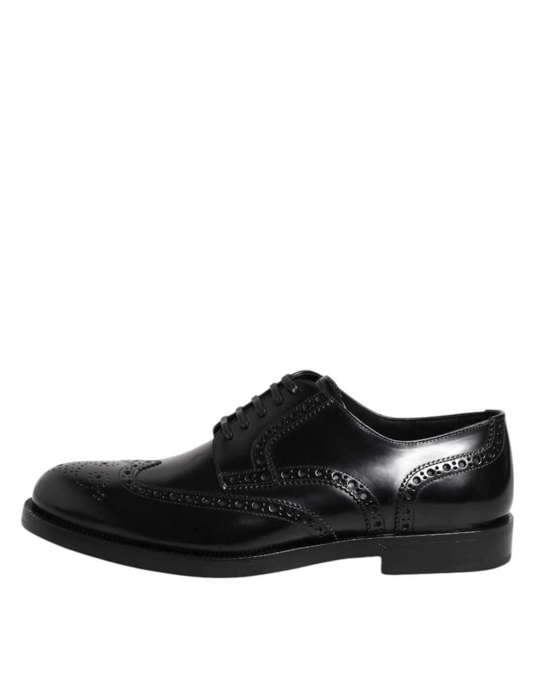 Dolce &amp; Gabbana Black Leather Derby Wingtip Formal Shoes