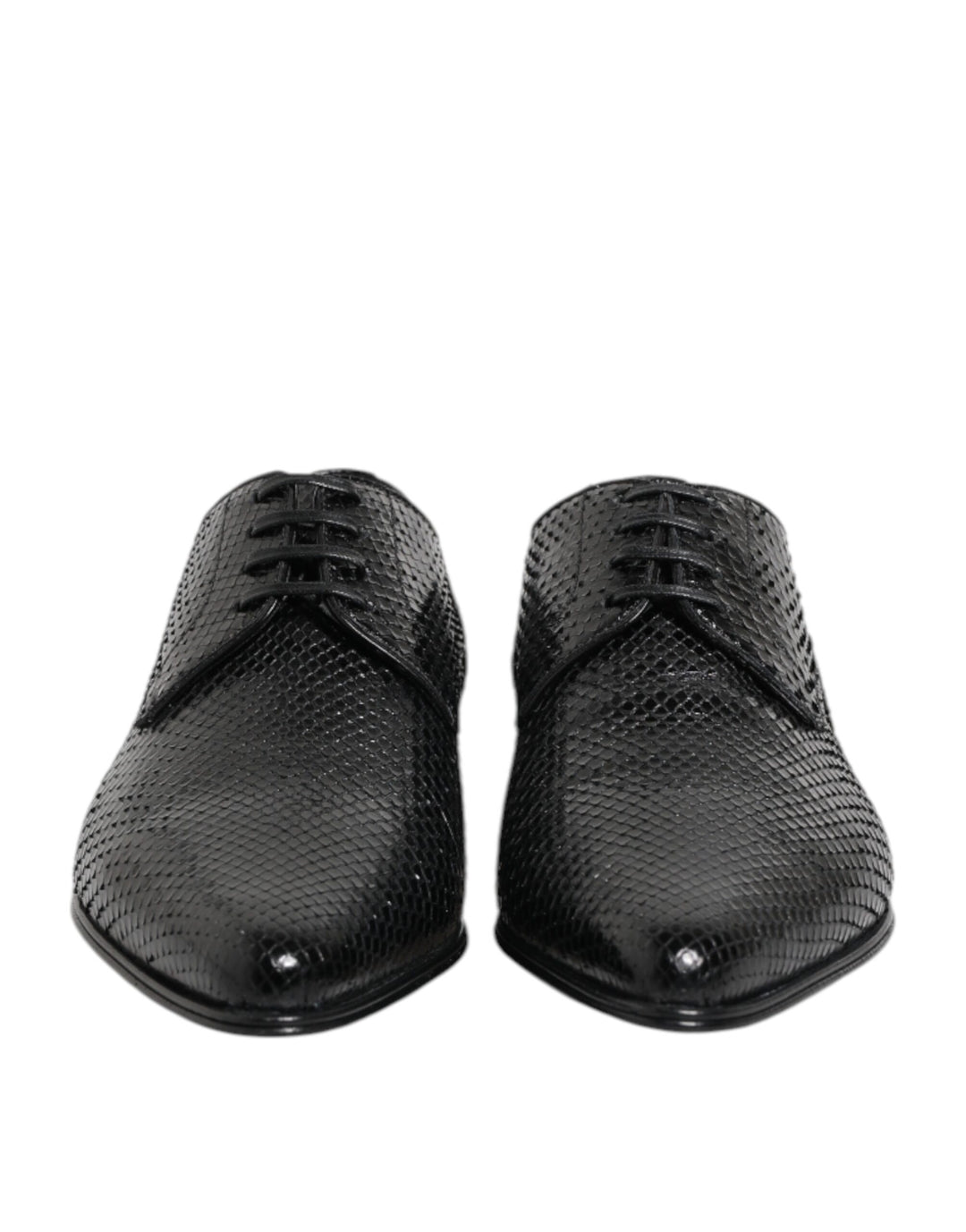 Dolce &amp; Gabbana Black Exotic Leather Lace Up Derby Shoes
