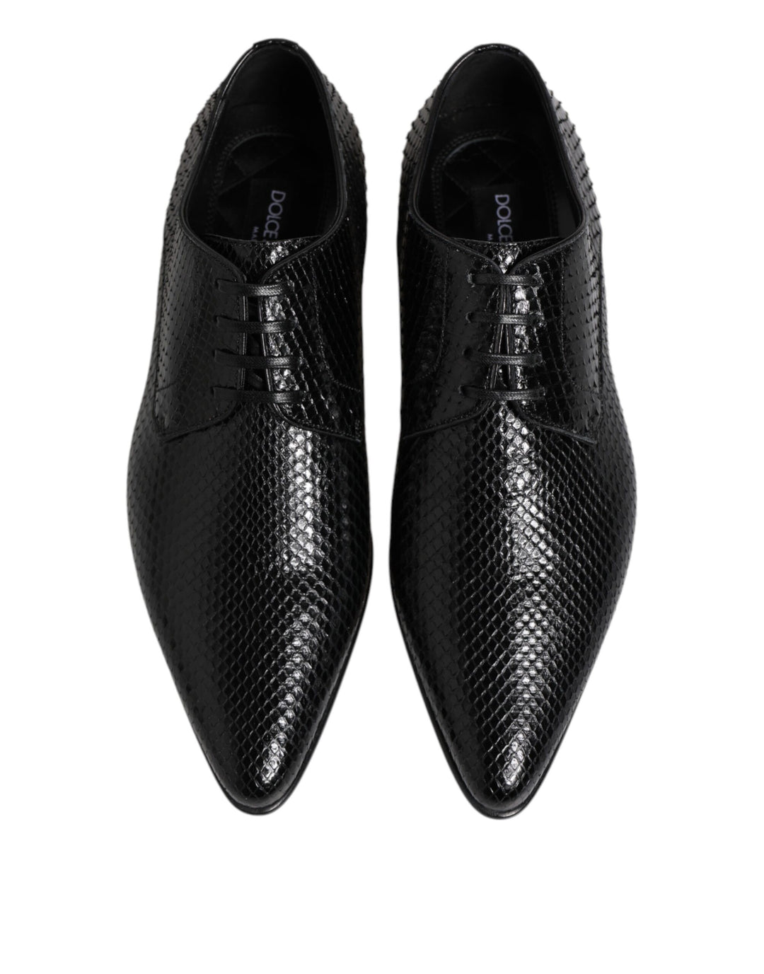 Dolce &amp; Gabbana Black Exotic Leather Lace Up Derby Shoes