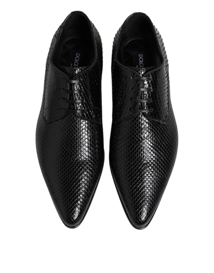 Dolce &amp; Gabbana Black Exotic Leather Lace Up Derby Shoes