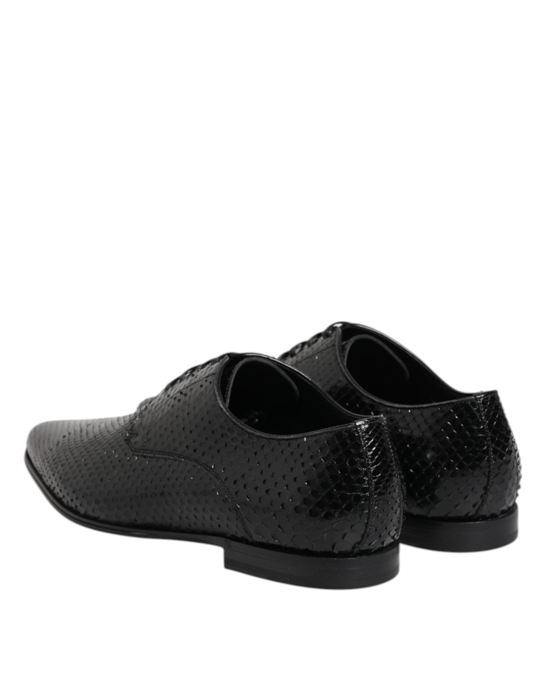 Dolce &amp; Gabbana Black Exotic Leather Lace Up Derby Shoes