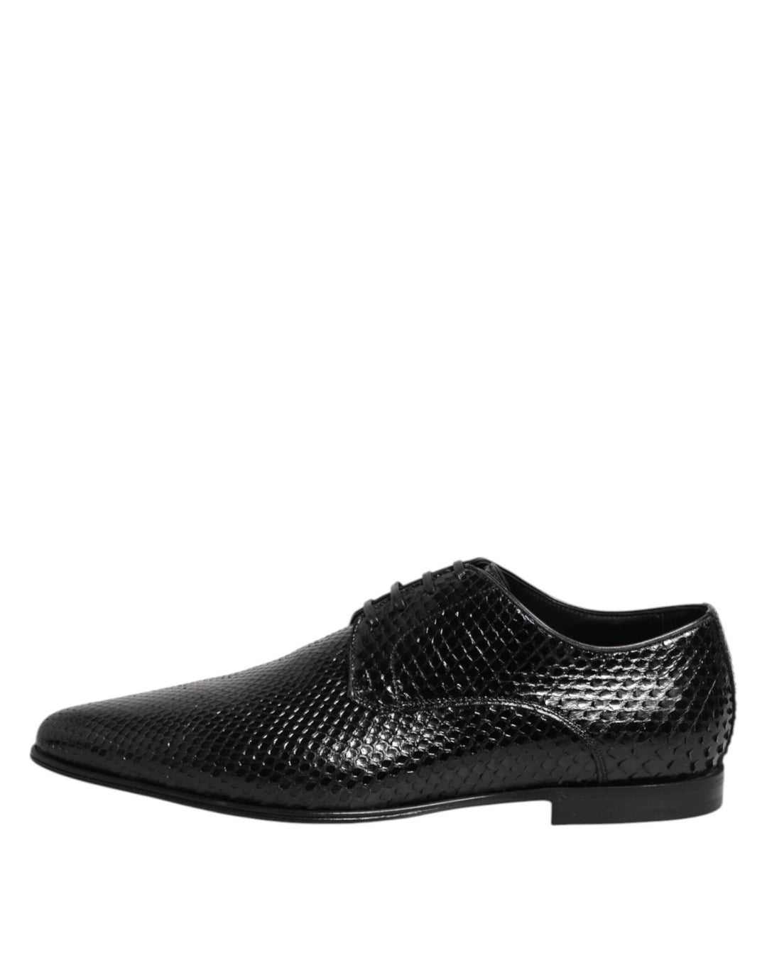 Dolce &amp; Gabbana Black Exotic Leather Lace Up Derby Shoes