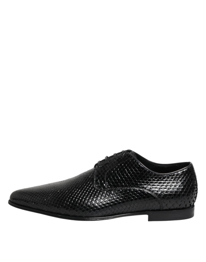 Dolce &amp; Gabbana Black Exotic Leather Lace Up Derby Shoes