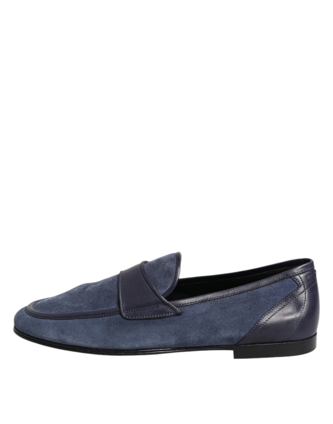 Dolce &amp; Gabbana Blue Suede Leather Loafers Moccasin Shoes