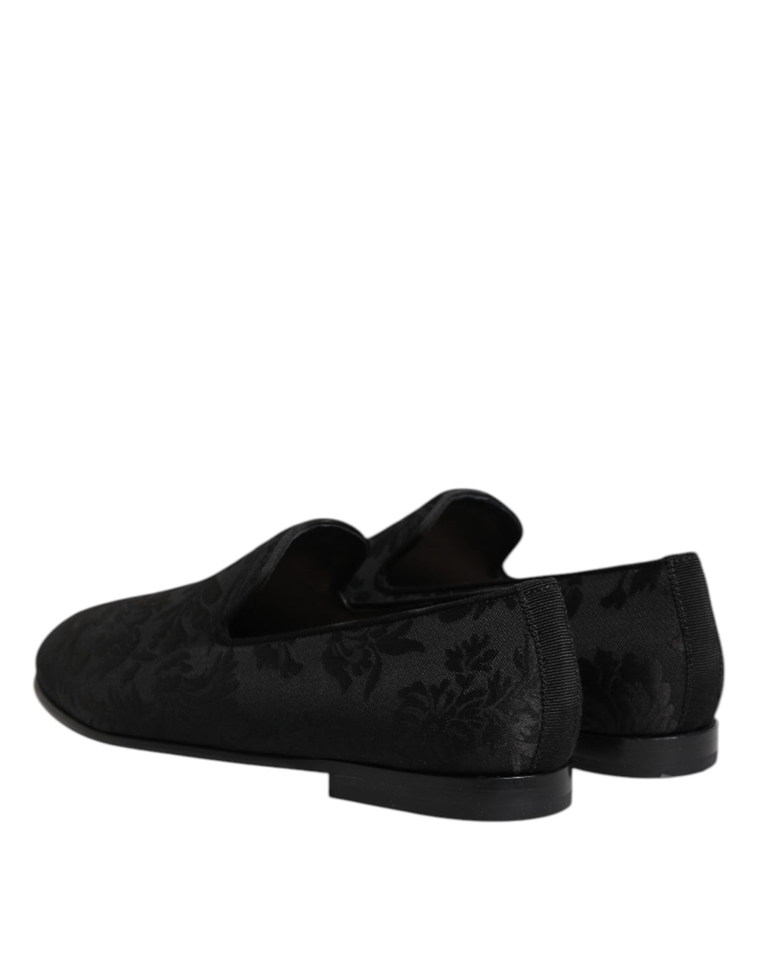 Dolce &amp; Gabbana Black Floral Brocade Loafers Men Dress Shoes