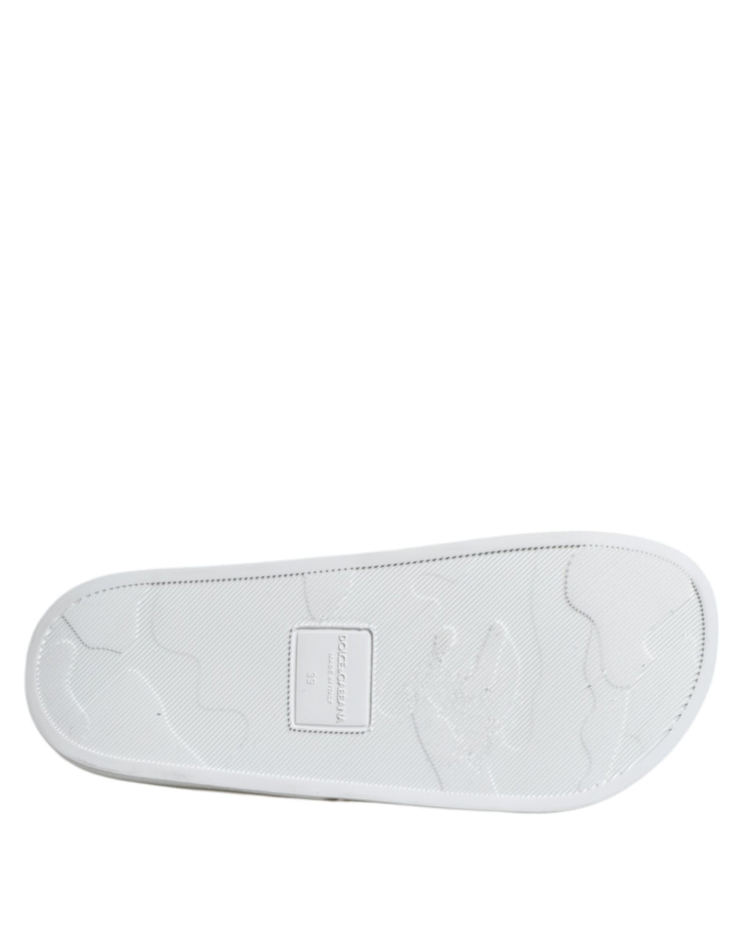 Dolce &amp; Gabbana White Leather Slides Sandals Beachwear Shoes