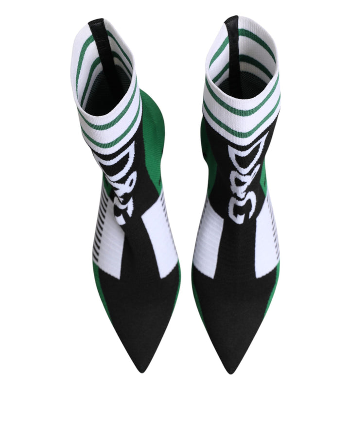 Dolce &amp; Gabbana Green Stretch Sock Style Ankle Boots Shoes