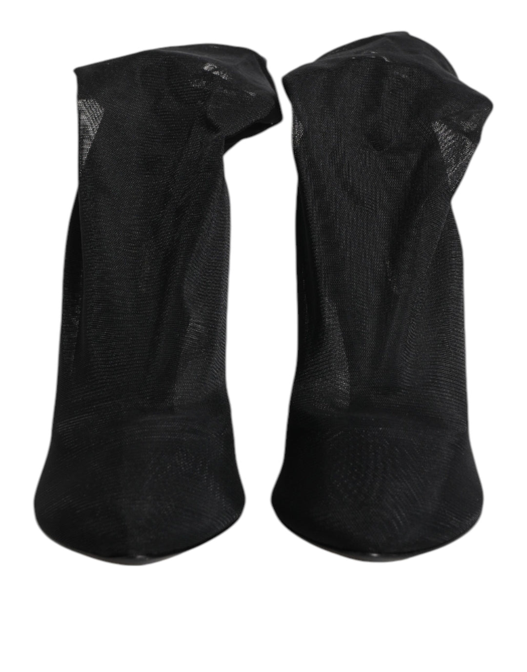 Dolce &amp; Gabbana Black Silk Stretch Mesh Sock Boots Shoes