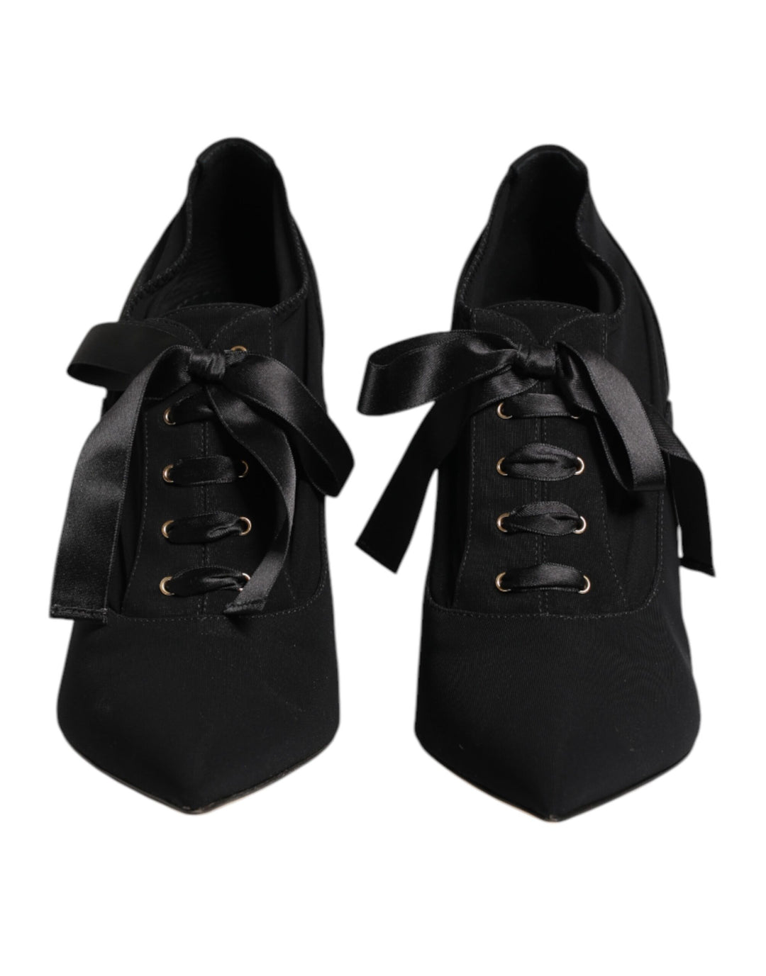 Dolce &amp; Gabbana Black Lace Up Stiletto Heels Pumps Shoes