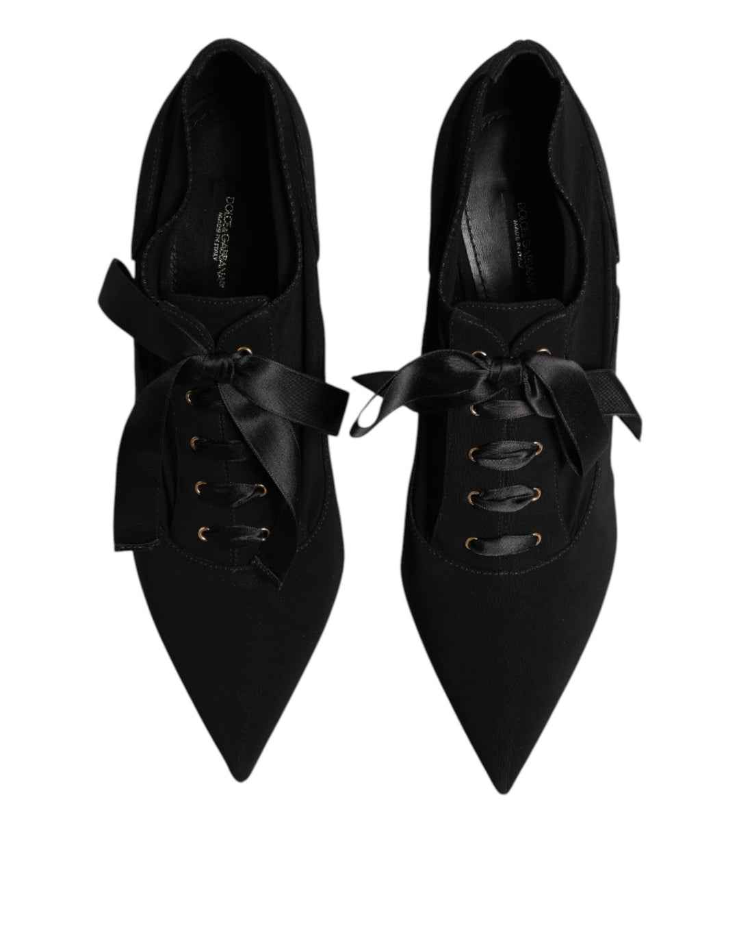 Dolce &amp; Gabbana Black Lace Up Stiletto Heels Pumps Shoes