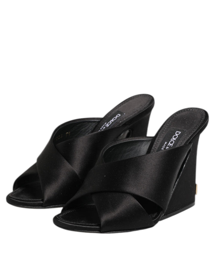 Dolce &amp; Gabbana Black Keira Baroque High Heel Sandals Shoes