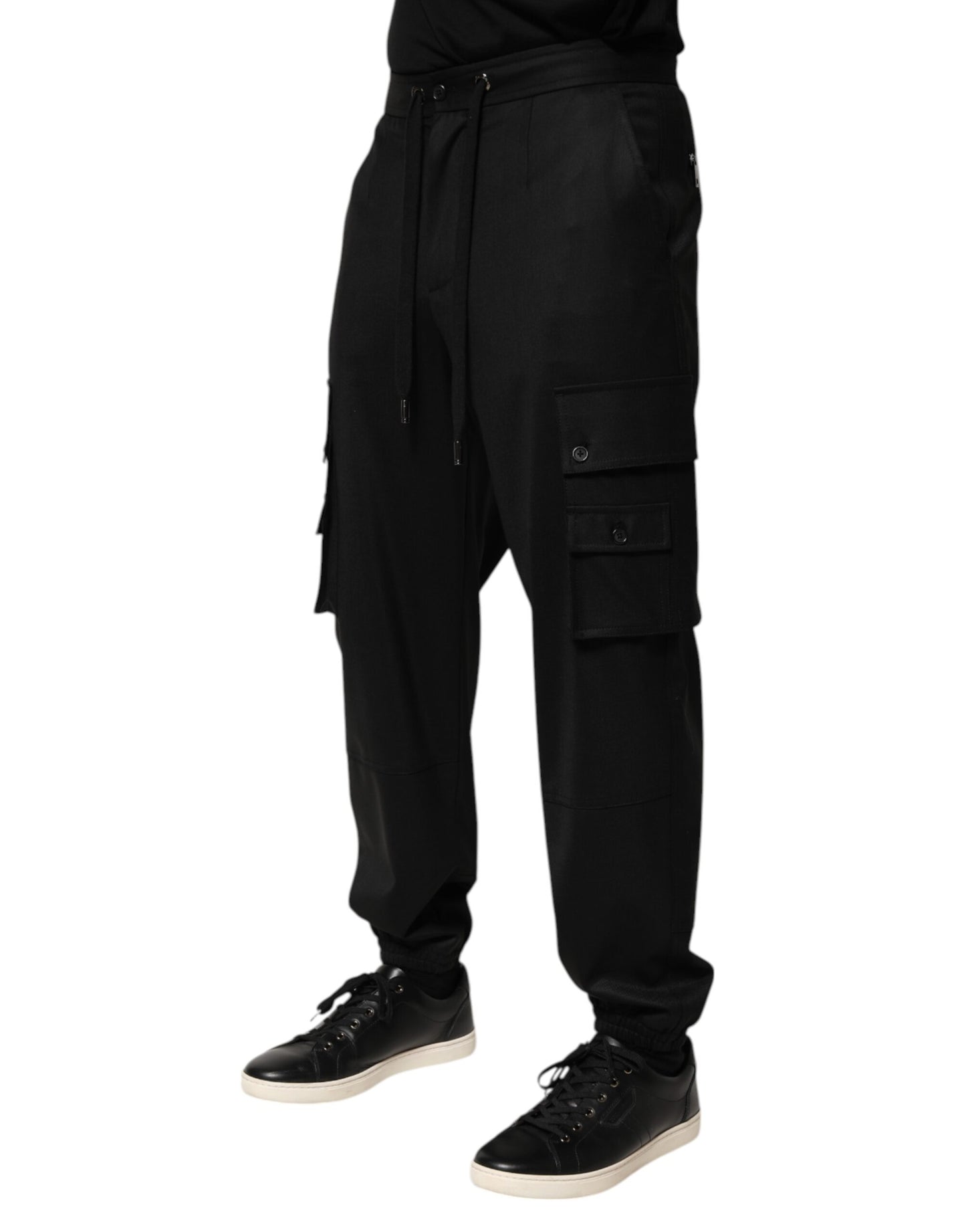 Dolce & Gabbana Solid Black Cargo Jogger Men Sweatpants Pants