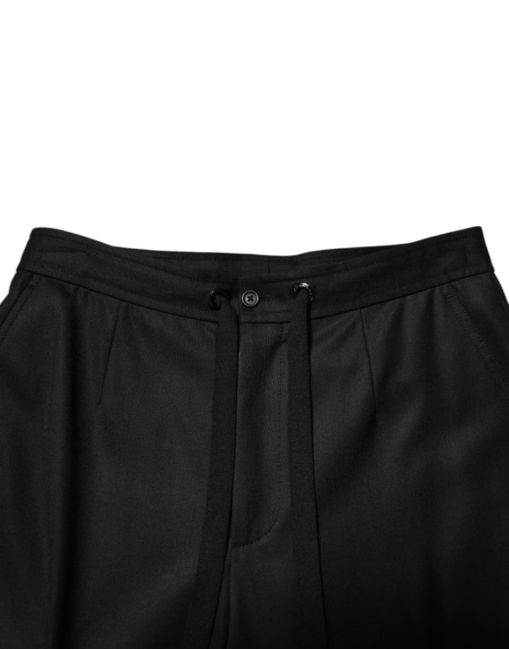 Dolce &amp; Gabbana Solid Black Cargo Jogger Men Sweatpants Pants