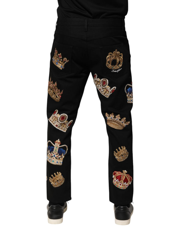 Dolce &amp; Gabbana Black Baroque Royal Men Dress Trouser Pants