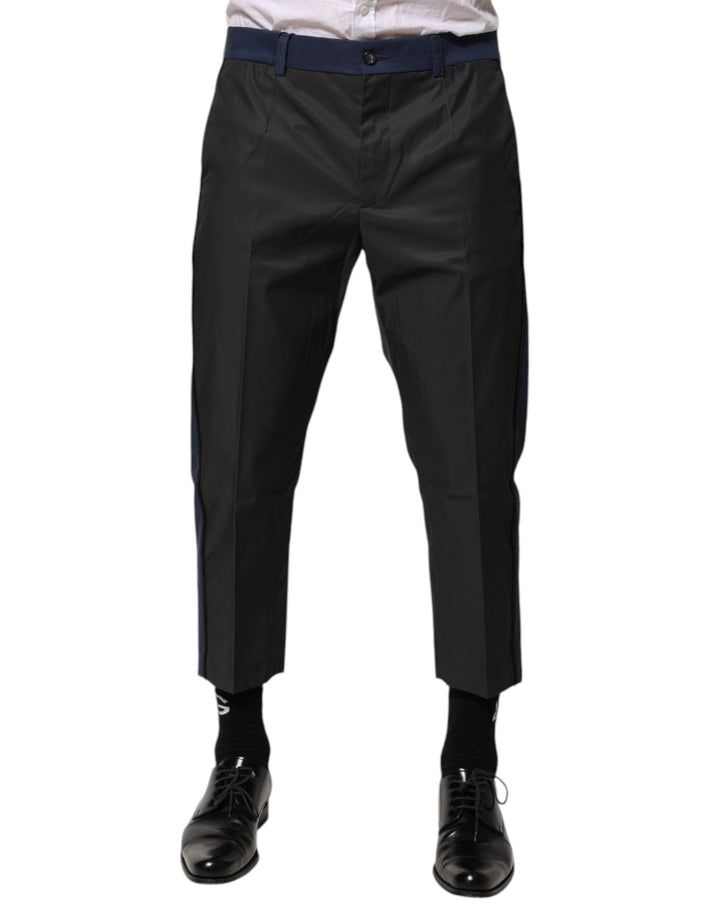 Dolce &amp; Gabbana Gray Blue Cotton 3/4 Chinos Crop Trouser Pants