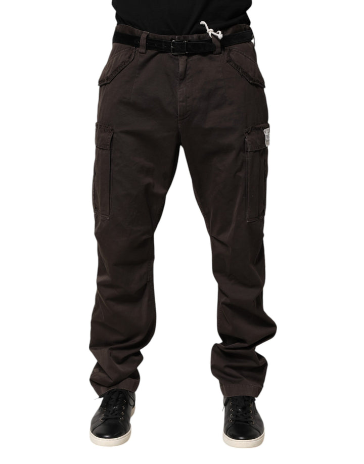 Dolce &amp; Gabbana Brown Cotton Stretch Cargo Men Trouser Pants