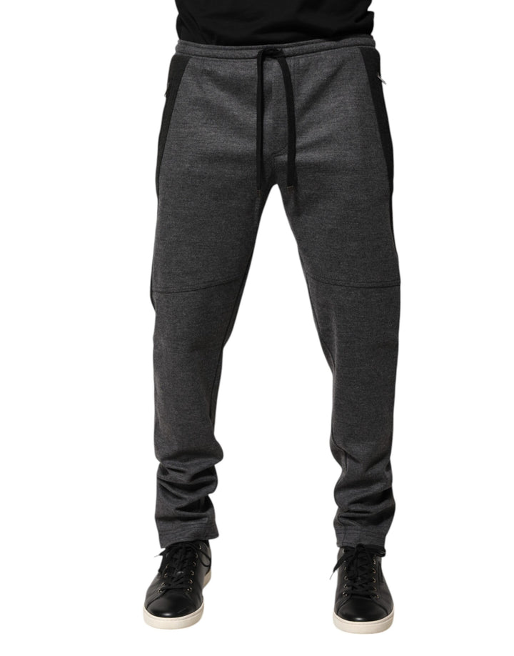 Dolce &amp; Gabbana Gray Black Wool Blend Jogger Sweatpants  Pants