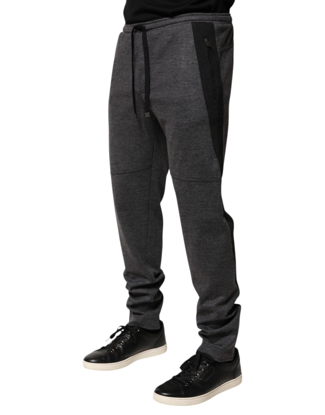 Dolce &amp; Gabbana Gray Black Wool Blend Jogger Sweatpants  Pants