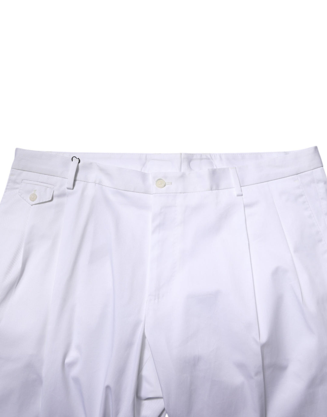 Dolce &amp; Gabbana White Cotton Dress Slim Formal Trouser Pants