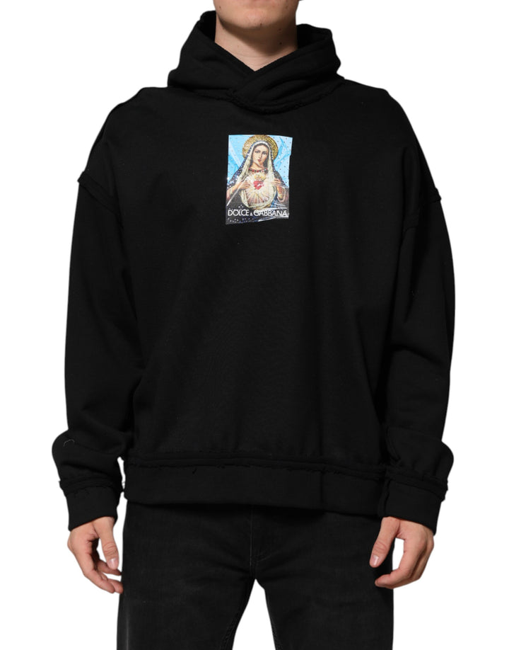 Dolce &amp; Gabbana Black Printed Hoodie Crystal Embellished Jacket