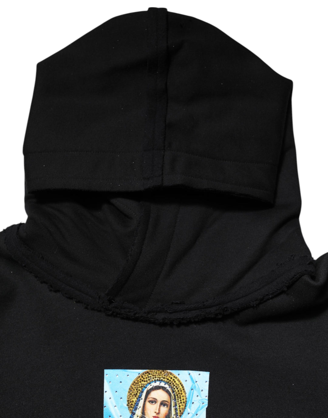 Dolce &amp; Gabbana Black Printed Hoodie Crystal Embellished Jacket