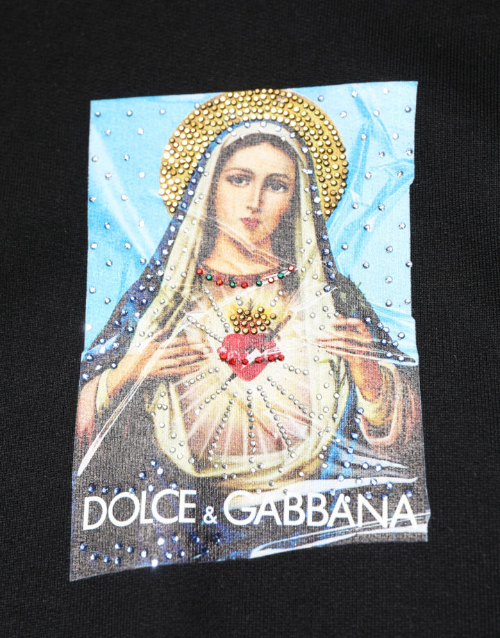 Dolce &amp; Gabbana Black Printed Hoodie Crystal Embellished Jacket
