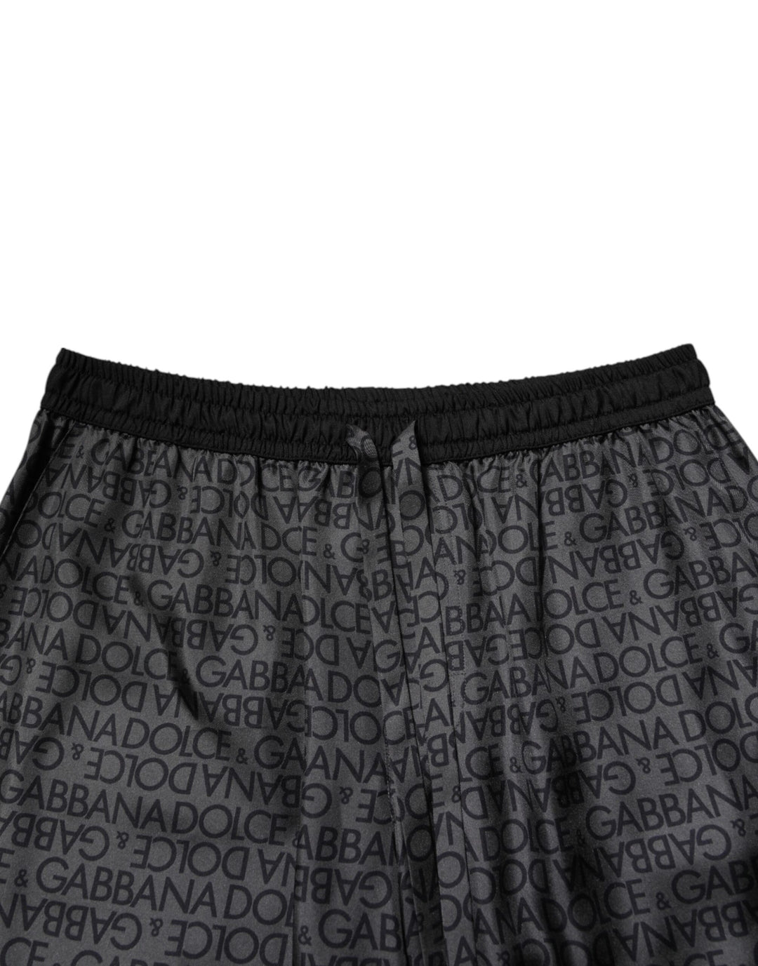 Dolce &amp; Gabbana Gray Black Silk DG Logo Men Bermuda Shorts