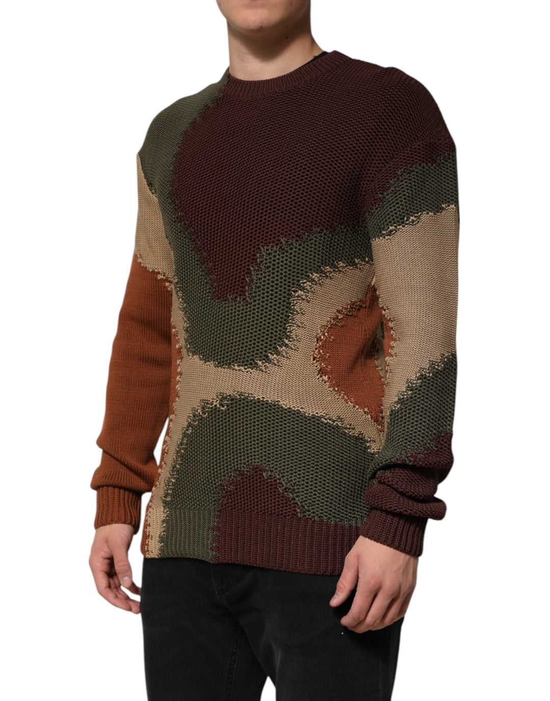 Dolce &amp; Gabbana Multicolor Cotton Abstract Men Pullover Sweater
