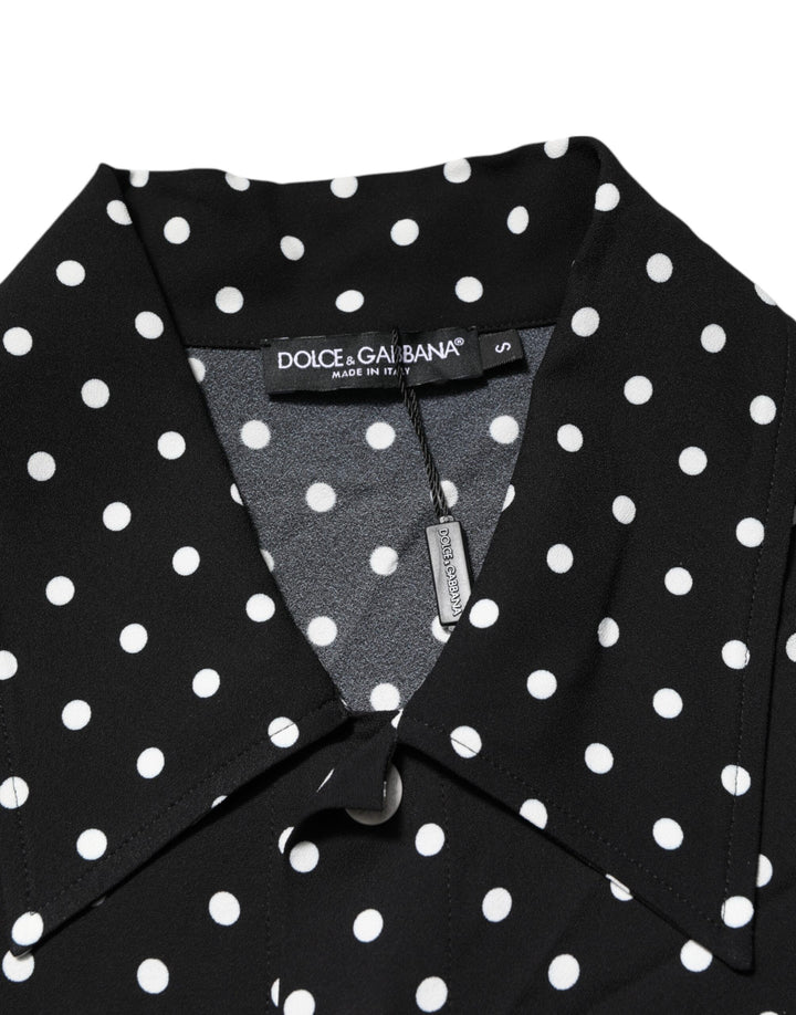 Dolce &amp; Gabbana Black Polka Dot Short Sleeves Collared Polo T-shirt